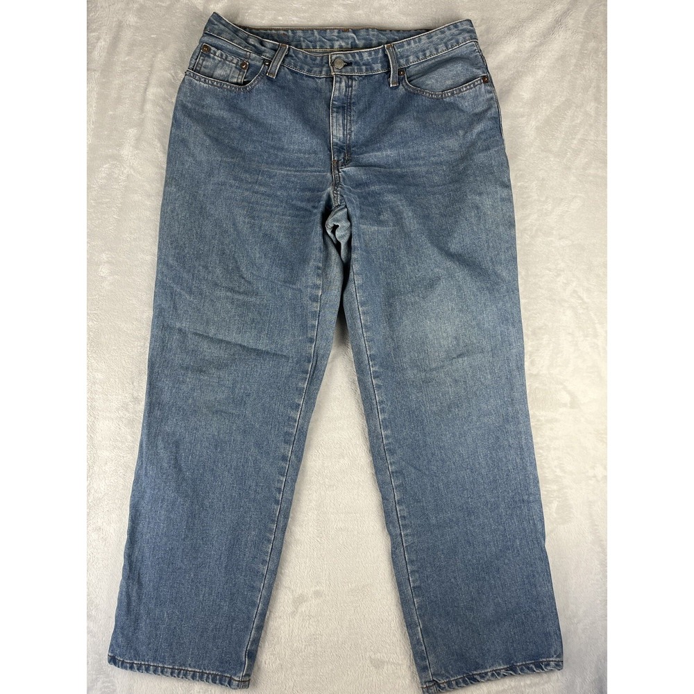 VTG RALPH LAUREN Jeans Women 14X32 Blue Wash Relaxed Fit Whisker Tapered